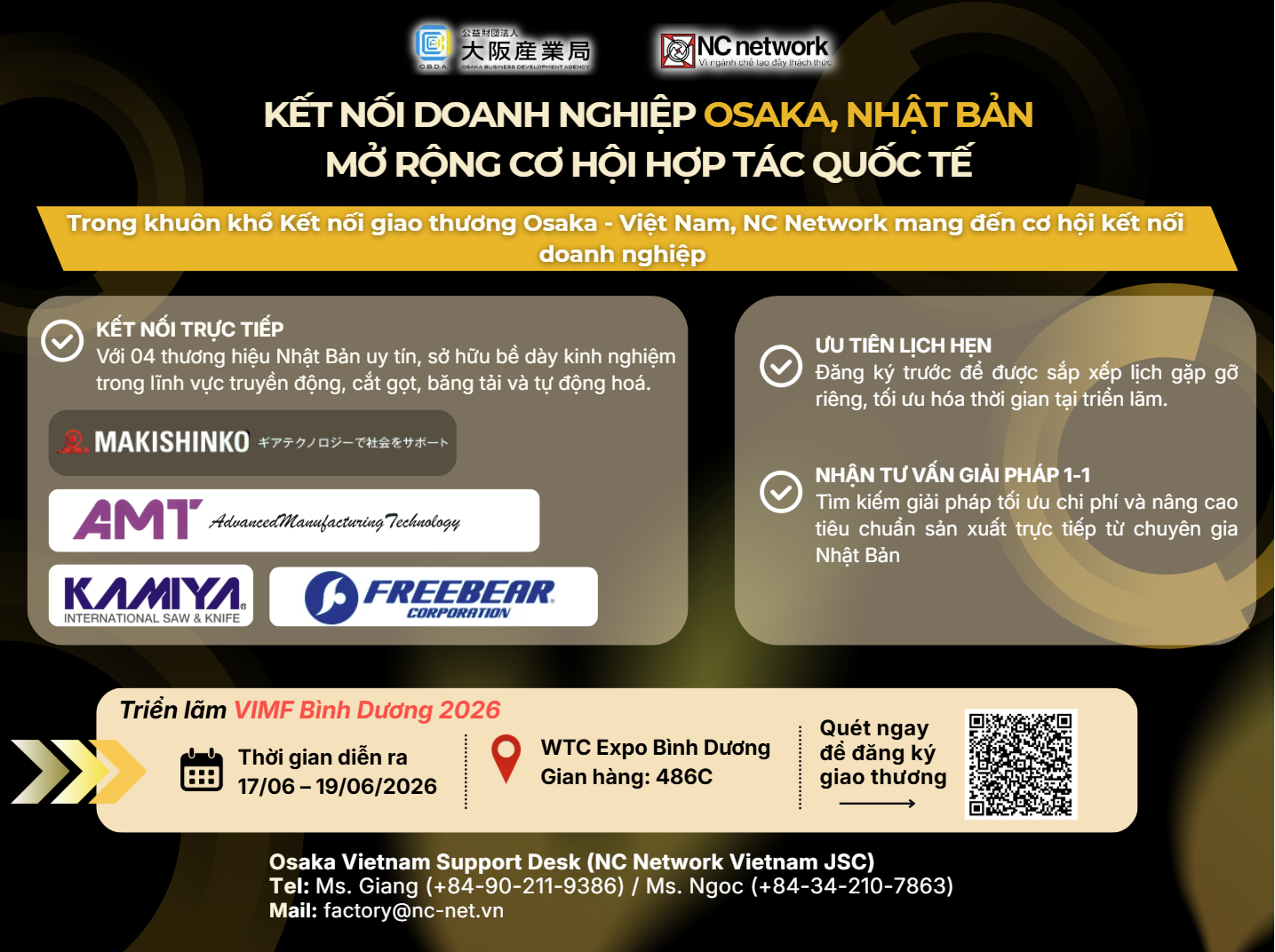 Đăng ký tham quan và Đặt lịch gặp Doanh nghiệp Osaka tại VIMF Bình Dương 2026